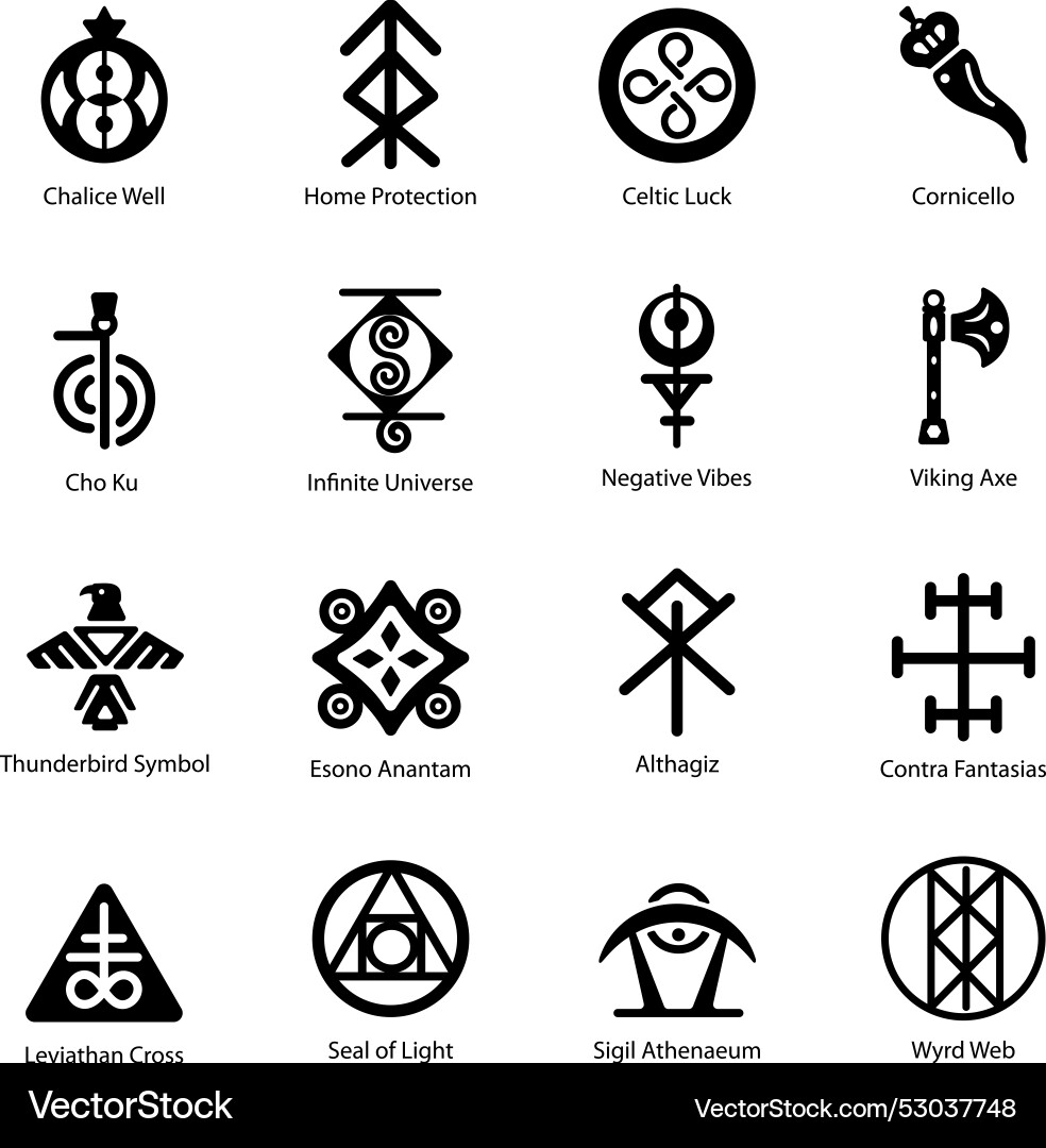 Set of glyph style protection symbols icons Vector Image