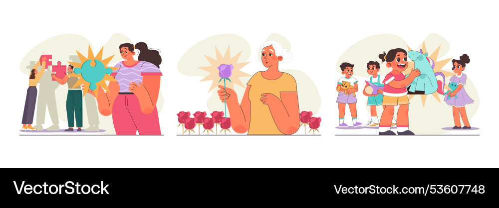Uniqueness and individuality set character Uniqueness and individuality set character Vector Image