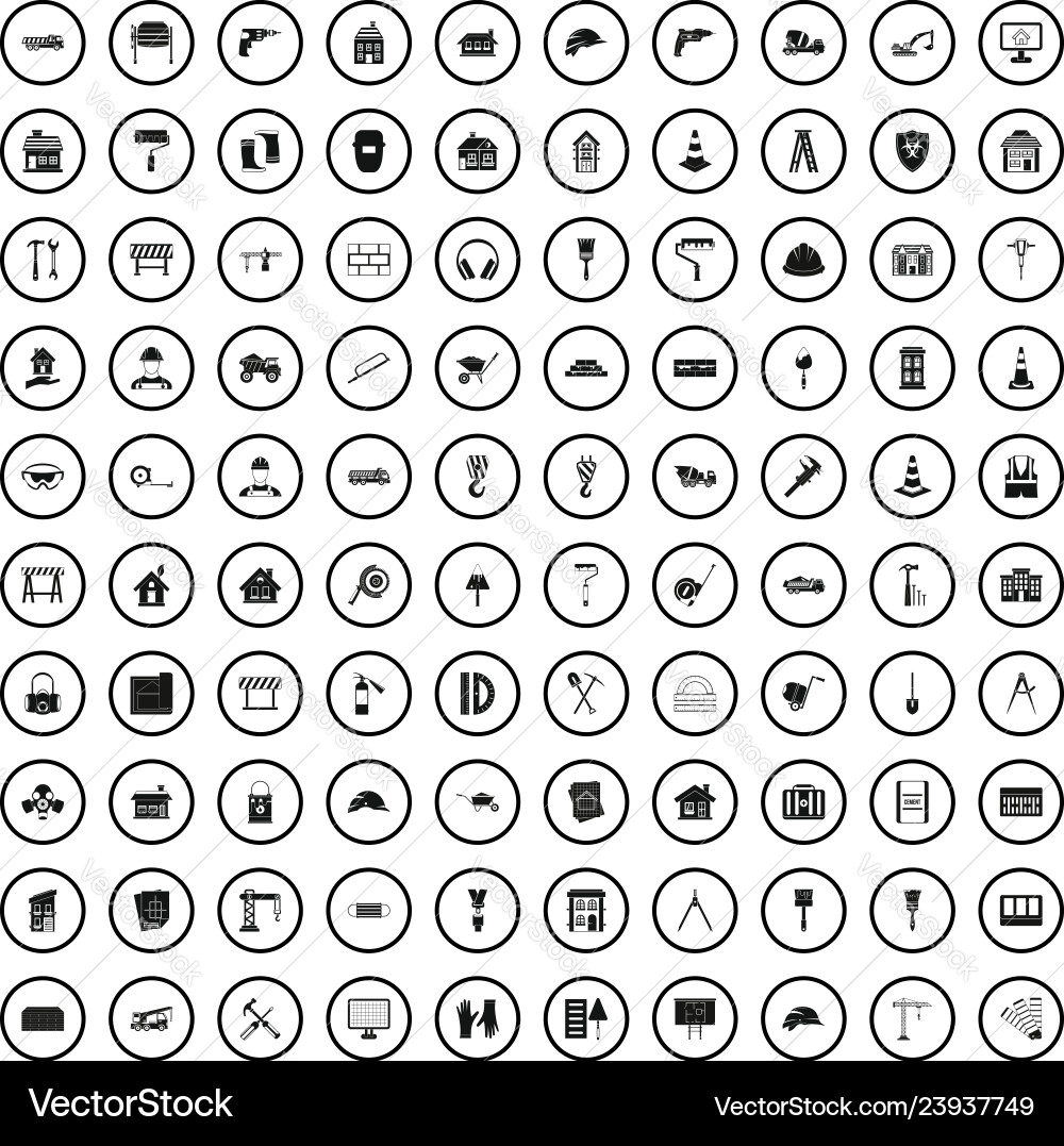 100 Bausymbole im einfachen Stil 100 Bausymbole im einfachen Stil vektorbild