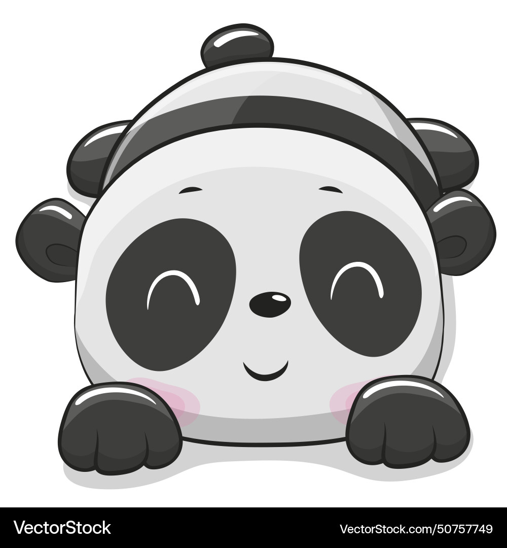 Cartoon panda layong on his belly isolated vector image