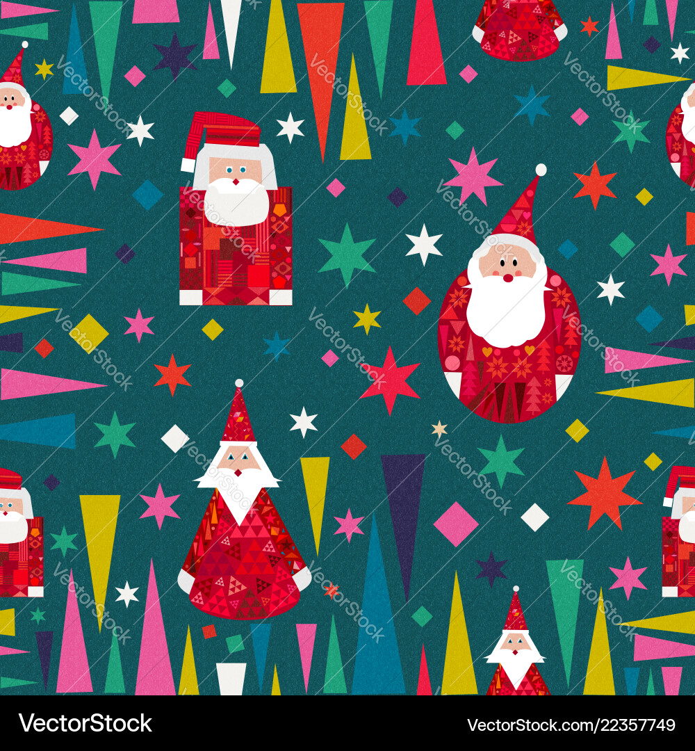 Christmas santa claus retro seamless pattern Vector Image
