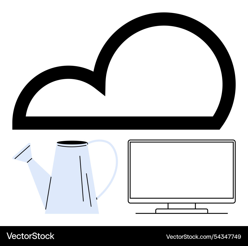 Cloud computing concept with watering can Cloud computing concept with watering can vector image