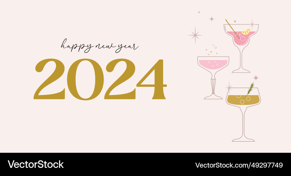 Happy new year 2024 poster banner and card Happy new year 2024 poster banner and card vector image
