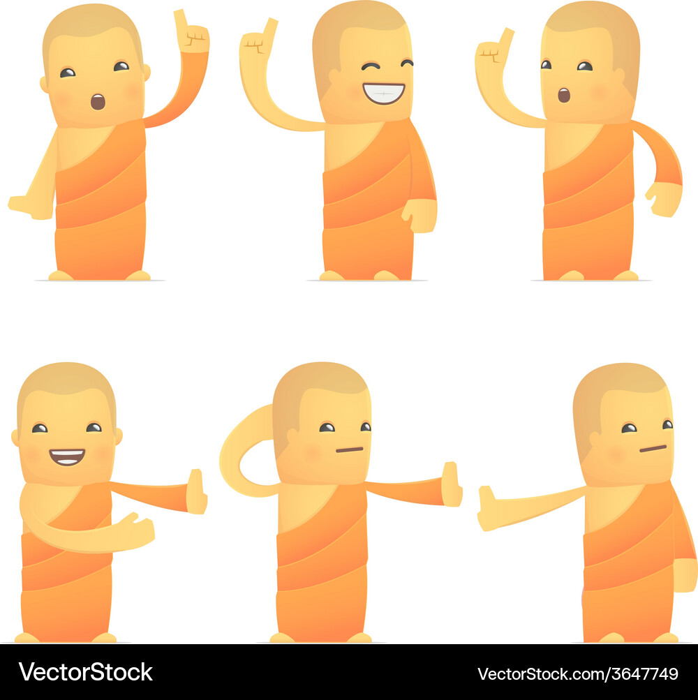 Set of monk character in different poses Vector Image