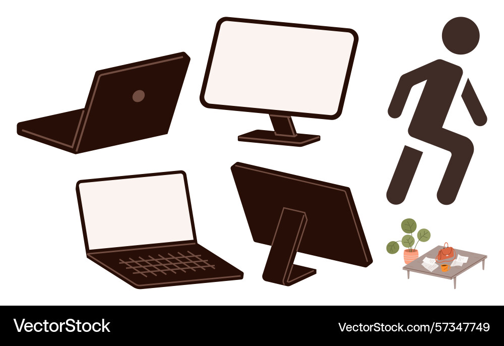 Technology and work concepts with laptops Technology and work concepts with laptops Vector Image