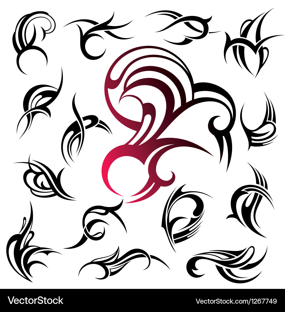Tribal Swirl Tattoo Set Vector Image