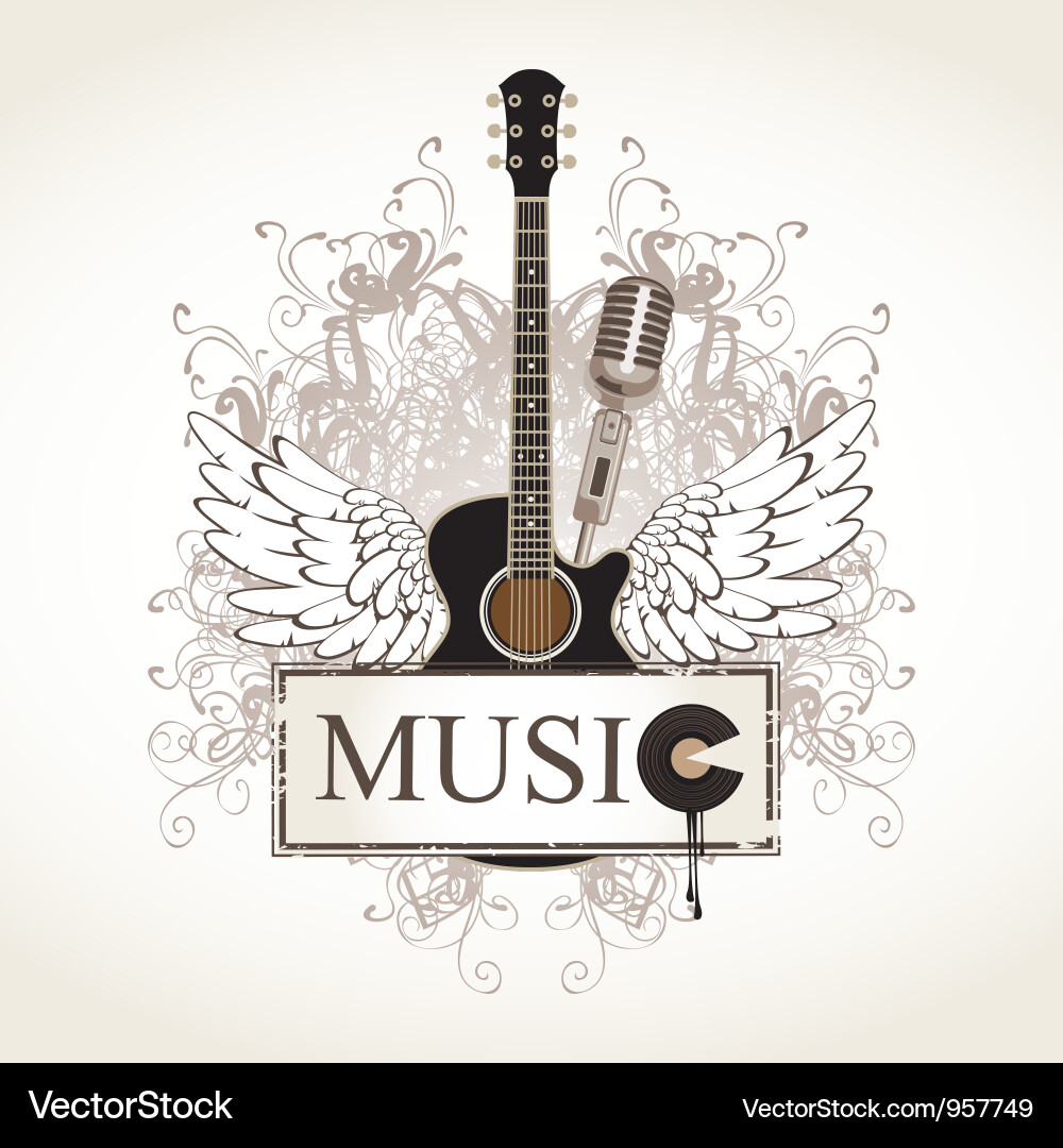 Wings with guitar Royalty Free Vector Image - VectorStock