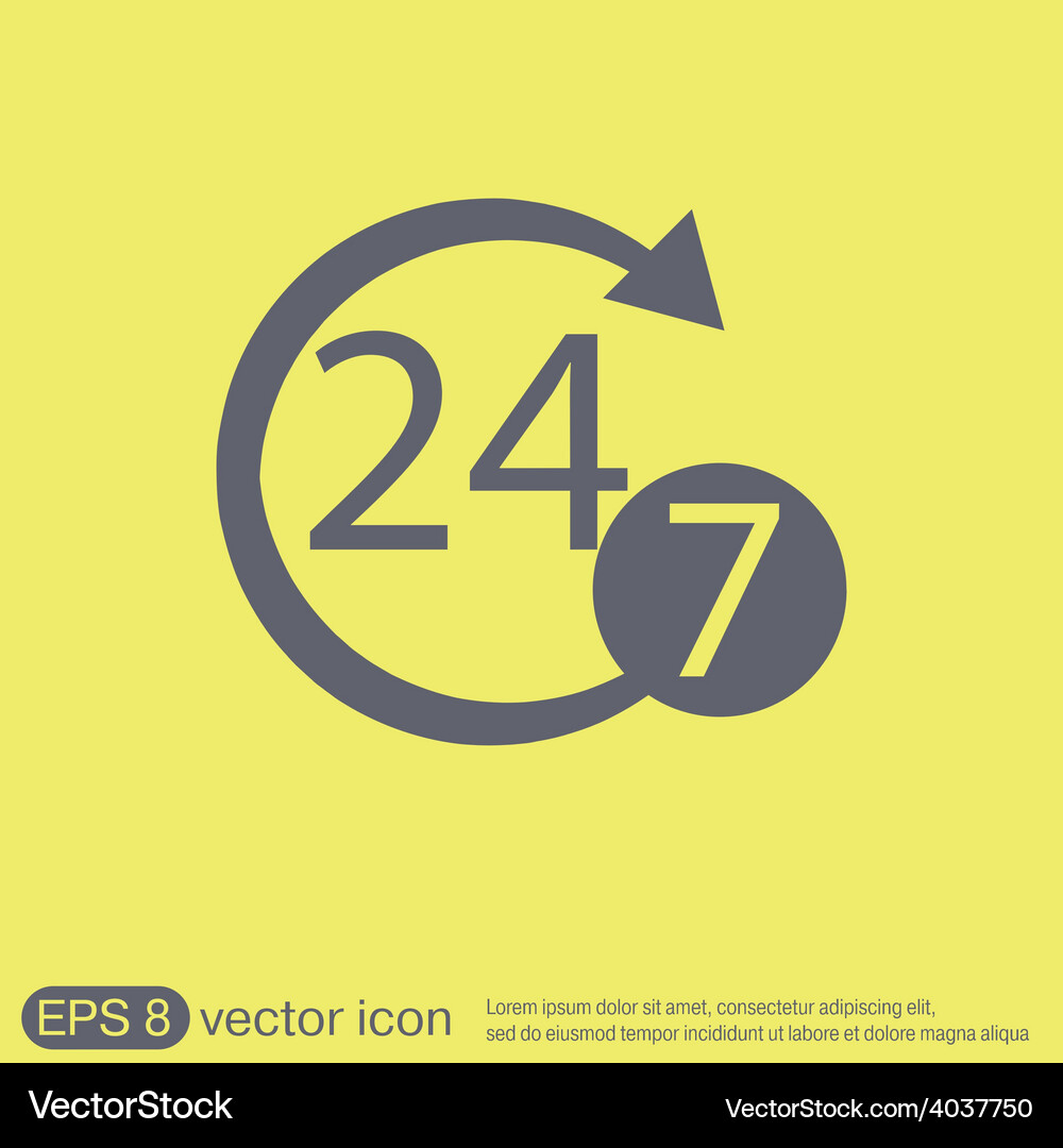 Character 24 7 open hours a day and days Vector Image