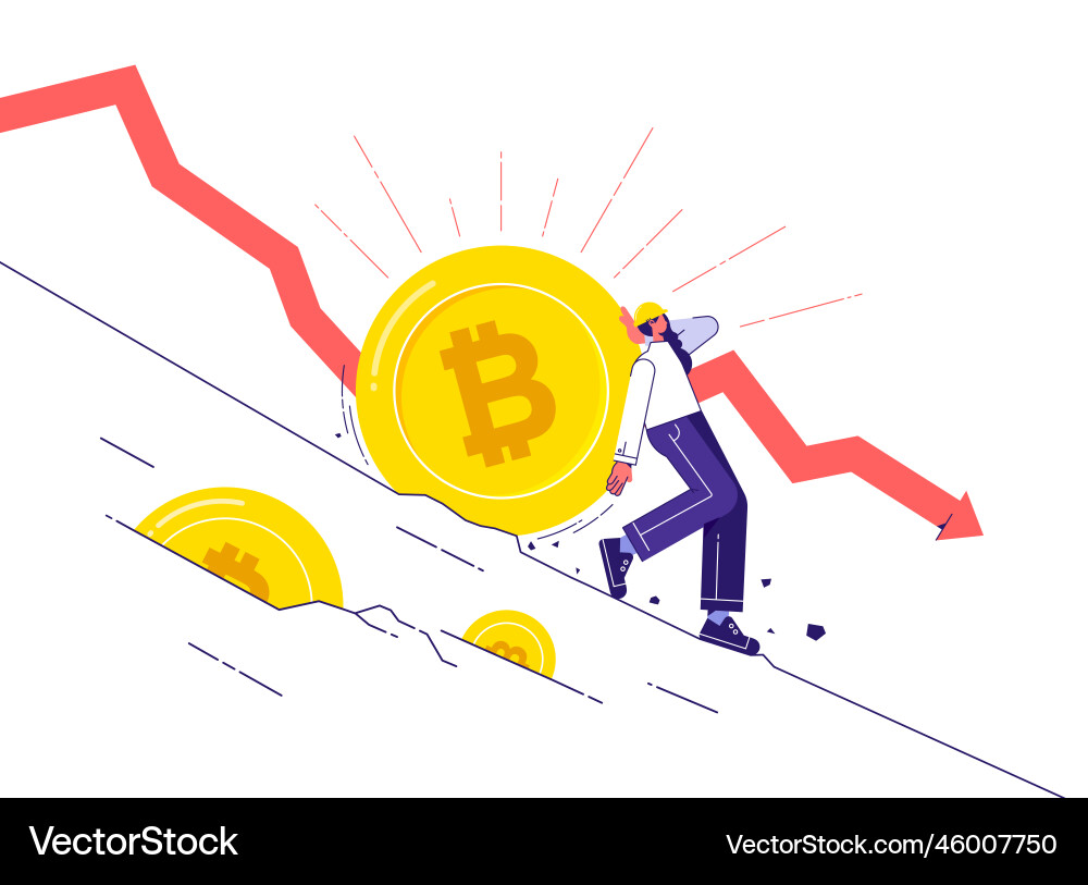 Cryptocurrency price falling down – Royalty-Free Vector | VectorStock