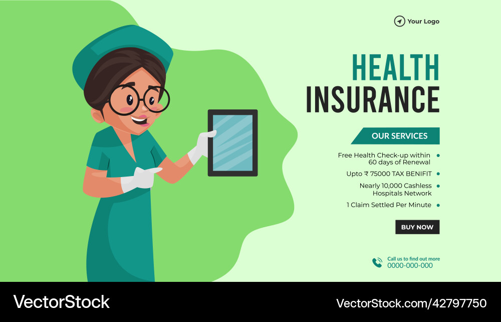 Health insurance landscape banner design vector image