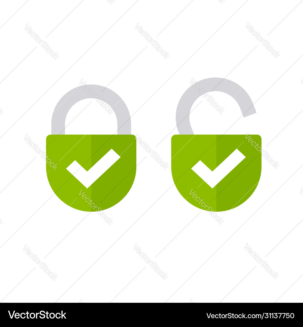 Lock and Padlock Icons - Open & Closed Vector Image