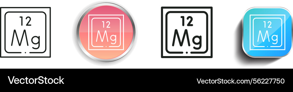 Magnesium icon thin linear regular and button Magnesium icon thin linear regular and button vector image