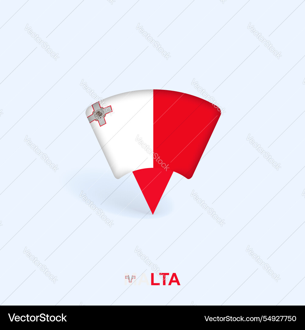 Malta flag map pointer design with shadow Malta flag map pointer design with shadow vector image