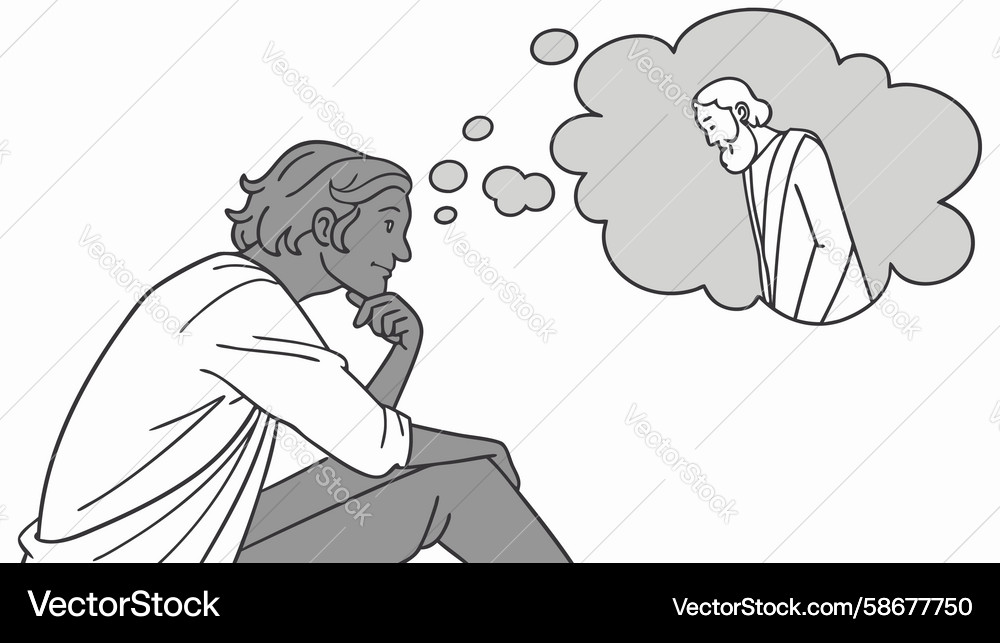 Man in Deep Thought with Bubbles Vector Image