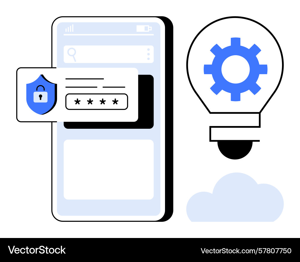 Mobile app security with password protection Vector Image