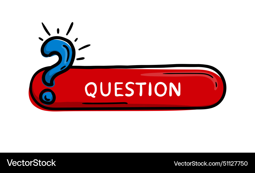Red button with a question mark and text vector image