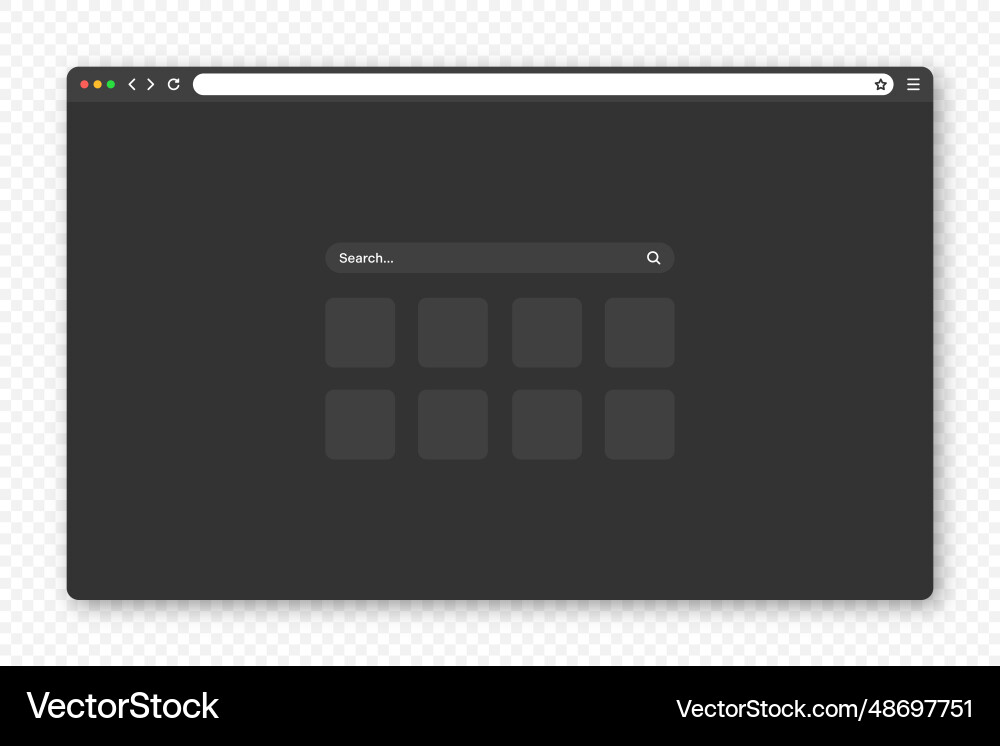 Blank web browser window with toolbar and search Blank web browser window with toolbar and search vector image