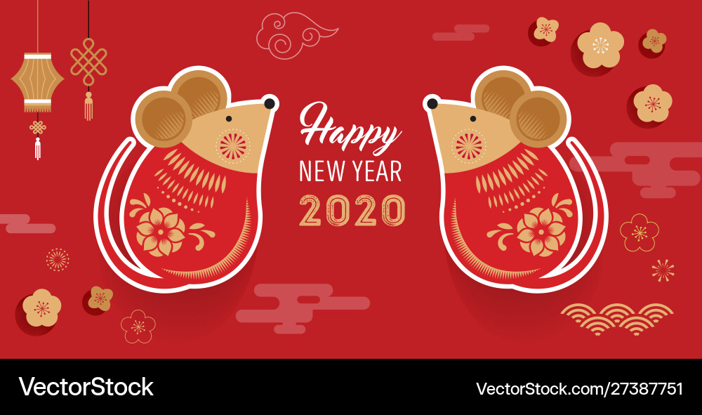 Chinese New Year 2020 Rat Banner Vector Image