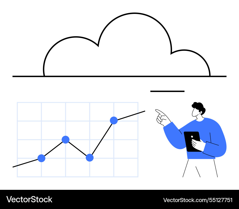 Data analyst explaining growth chart with cloud Data analyst explaining growth chart with cloud vector image