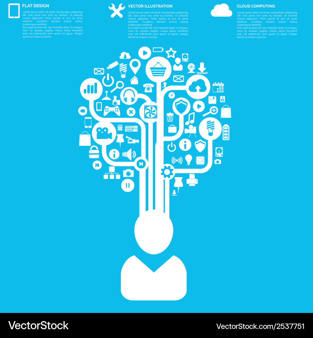 Flat abstract background with web icons interface Vector Image
