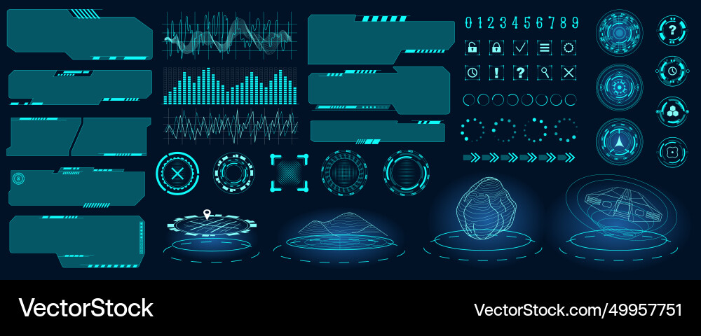 Futuristic user interface mega set in flat design vector image