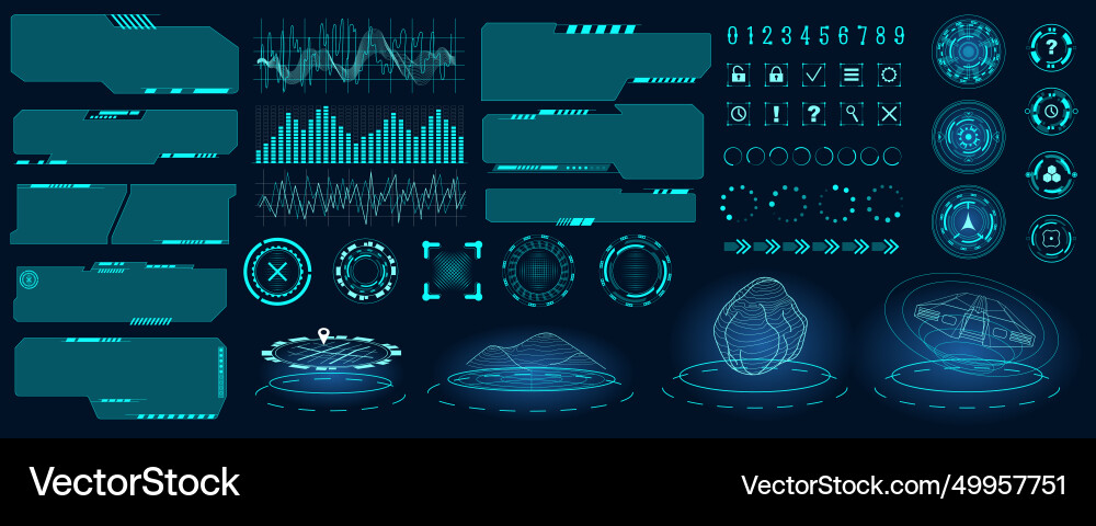 Modern UI Elements - Futuristic Tech Set vector image