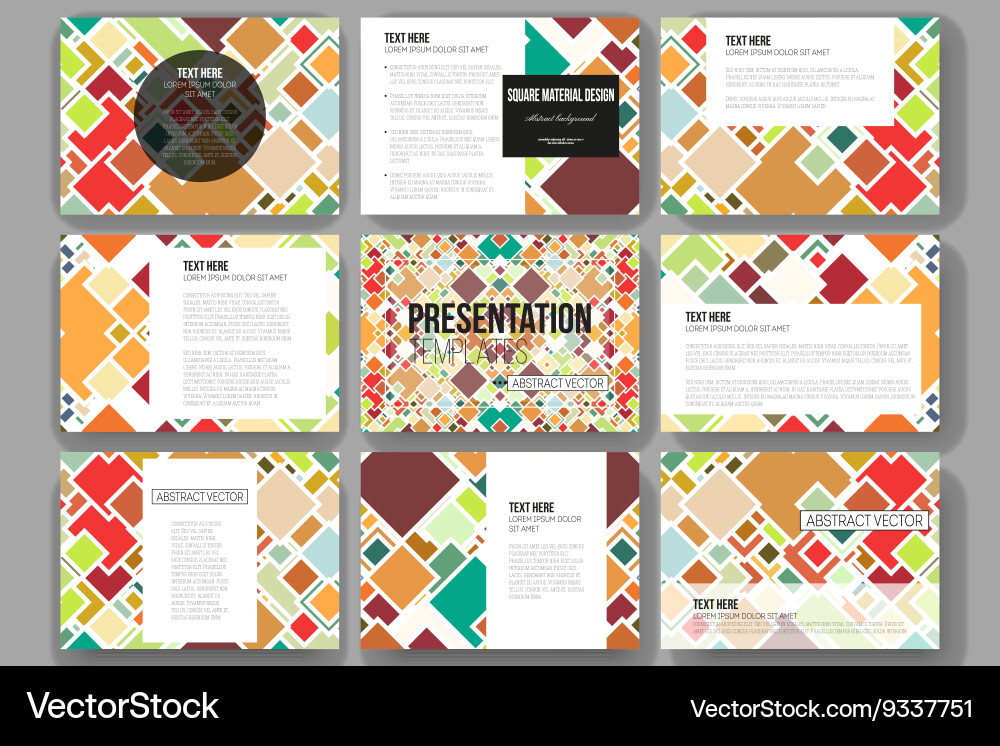Set of 9 templates for presentation slides Vector Image