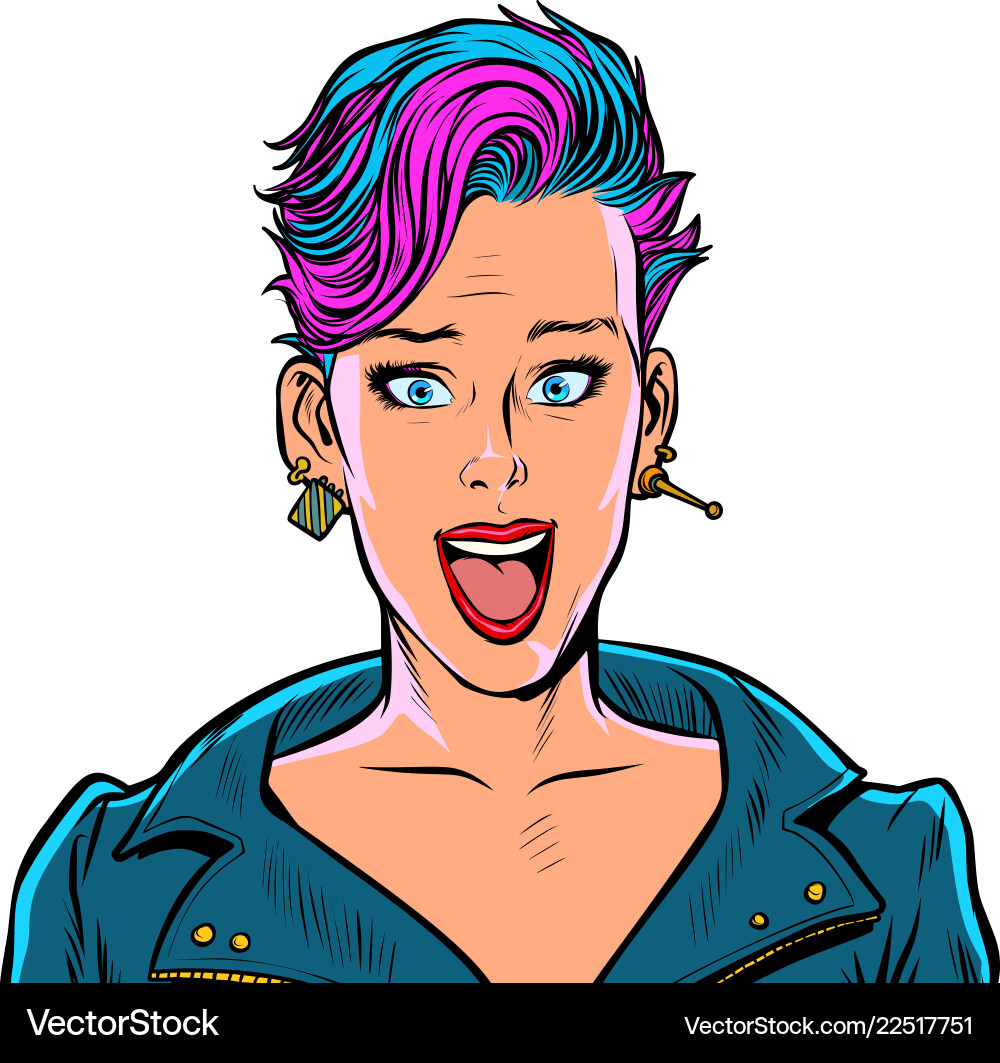 Surprised beautiful woman with short fashionable Surprised beautiful woman with short fashionable vector image