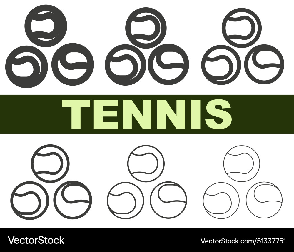 Tennis balls with different line thicknesses Vector Image