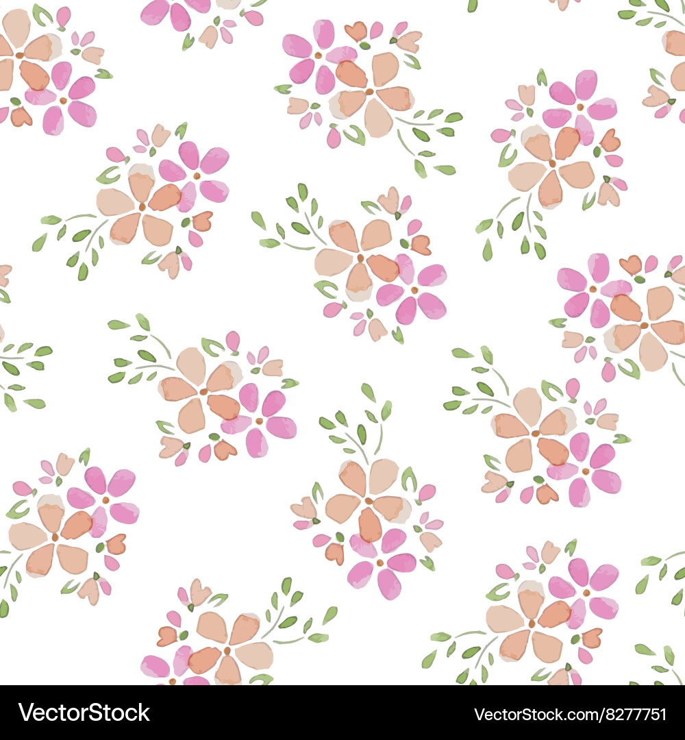 Watercolor Floral Seamless Pattern Vector Image