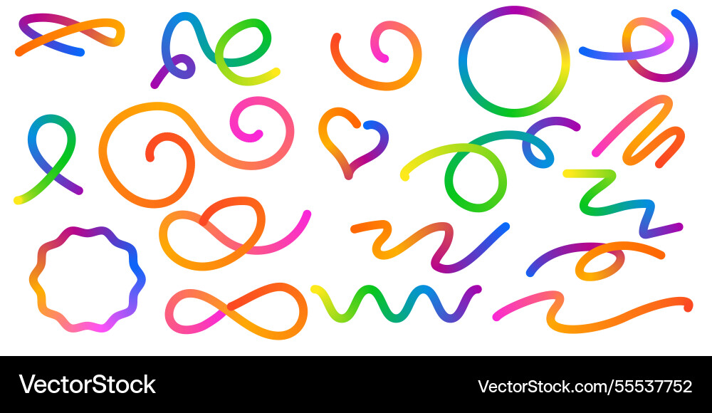 Abstract color rainbow gradient shapes set Abstract color rainbow gradient shapes set vector image