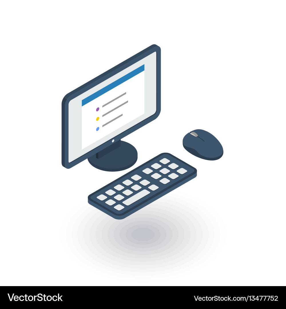 Computer Desktop Isometric Icon Vector Image