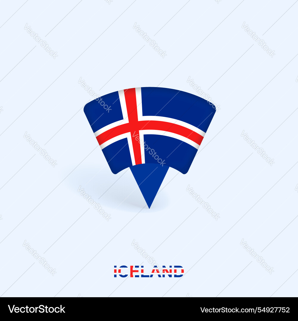 Island Flag Map Pointer Design mit Schatten Island Flag Map Pointer Design mit Schatten vektorbild