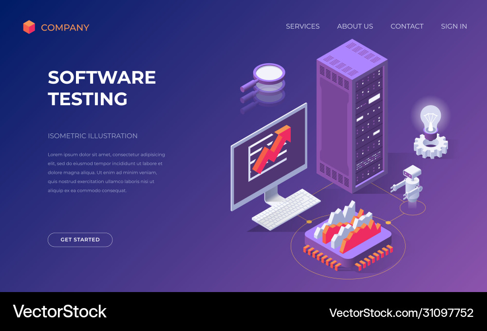 Landing page for software testing Landing page for software testing vector image