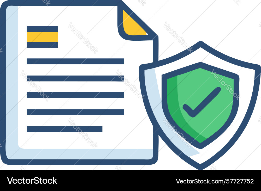 Protected document with shield secure data vector image