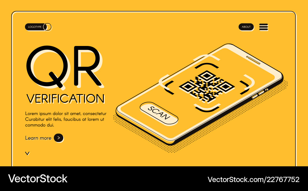 QR Code Verification App Website vector image