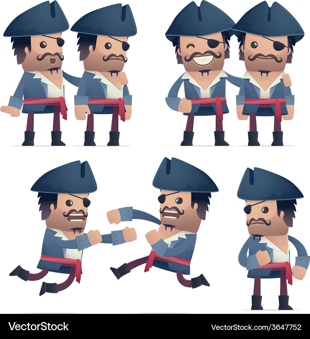Set of pirate character in different poses Vector Image