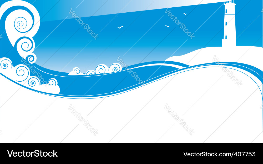Coastal Lighthouse Silhouette Vector Image
