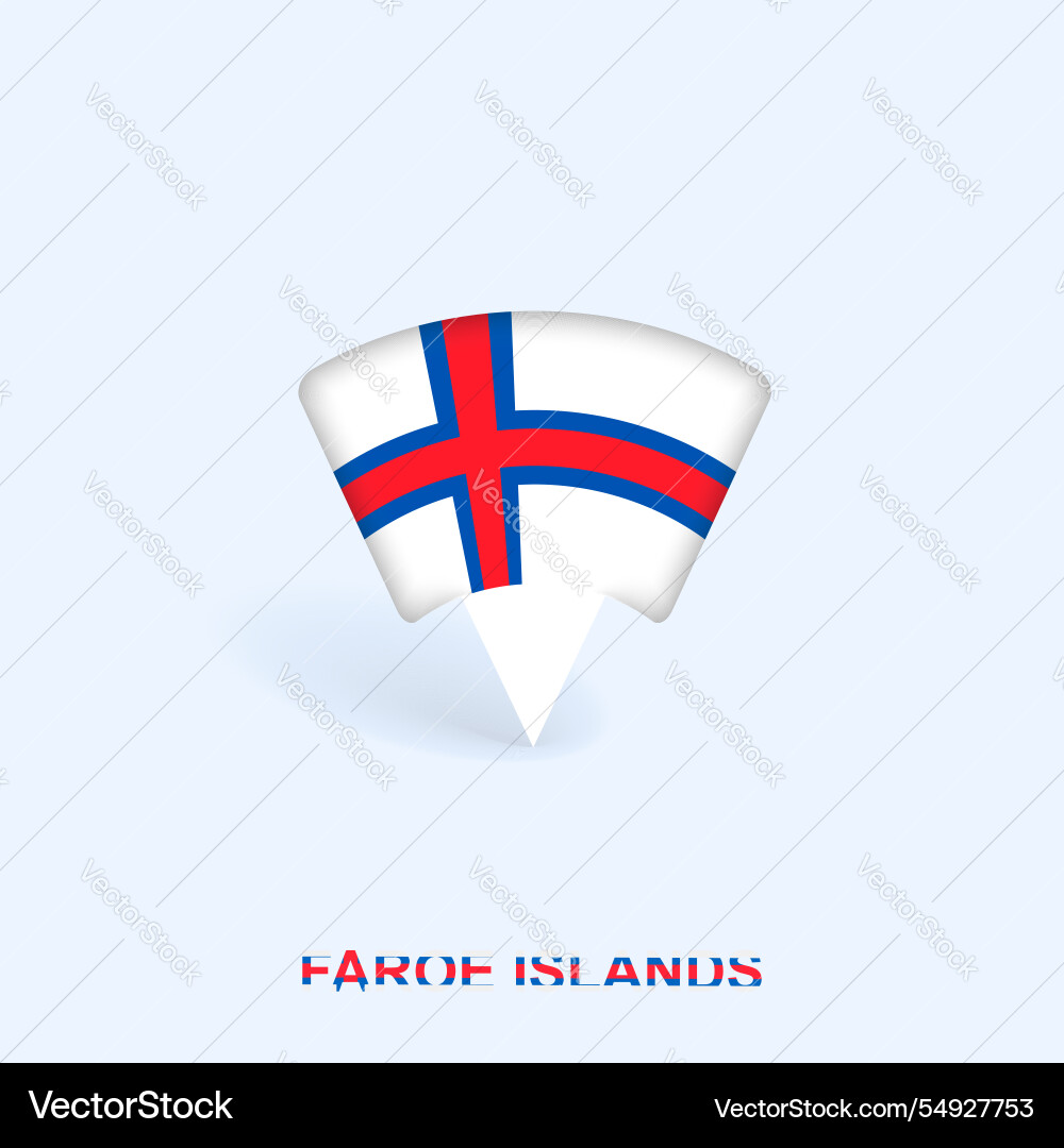 Faroe islands flag map pointer design with shadow vector image