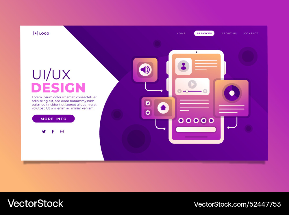 Gradient uiux landing page template vector image