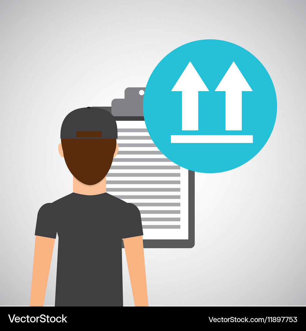 Man delivery checking fragile merchandice icon Vector Image