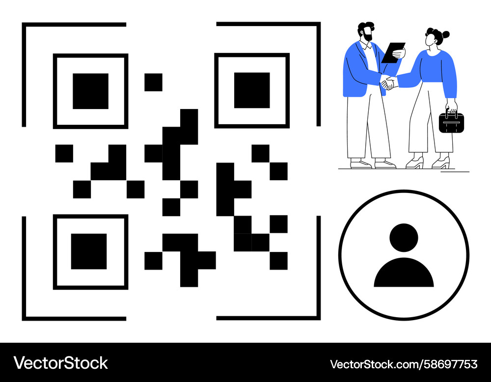Professional QR Code Handshake Vector Image