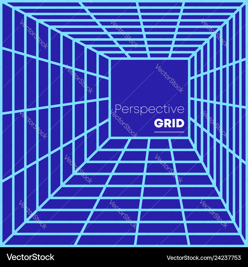 Retro perspective grid background minimal design vector image