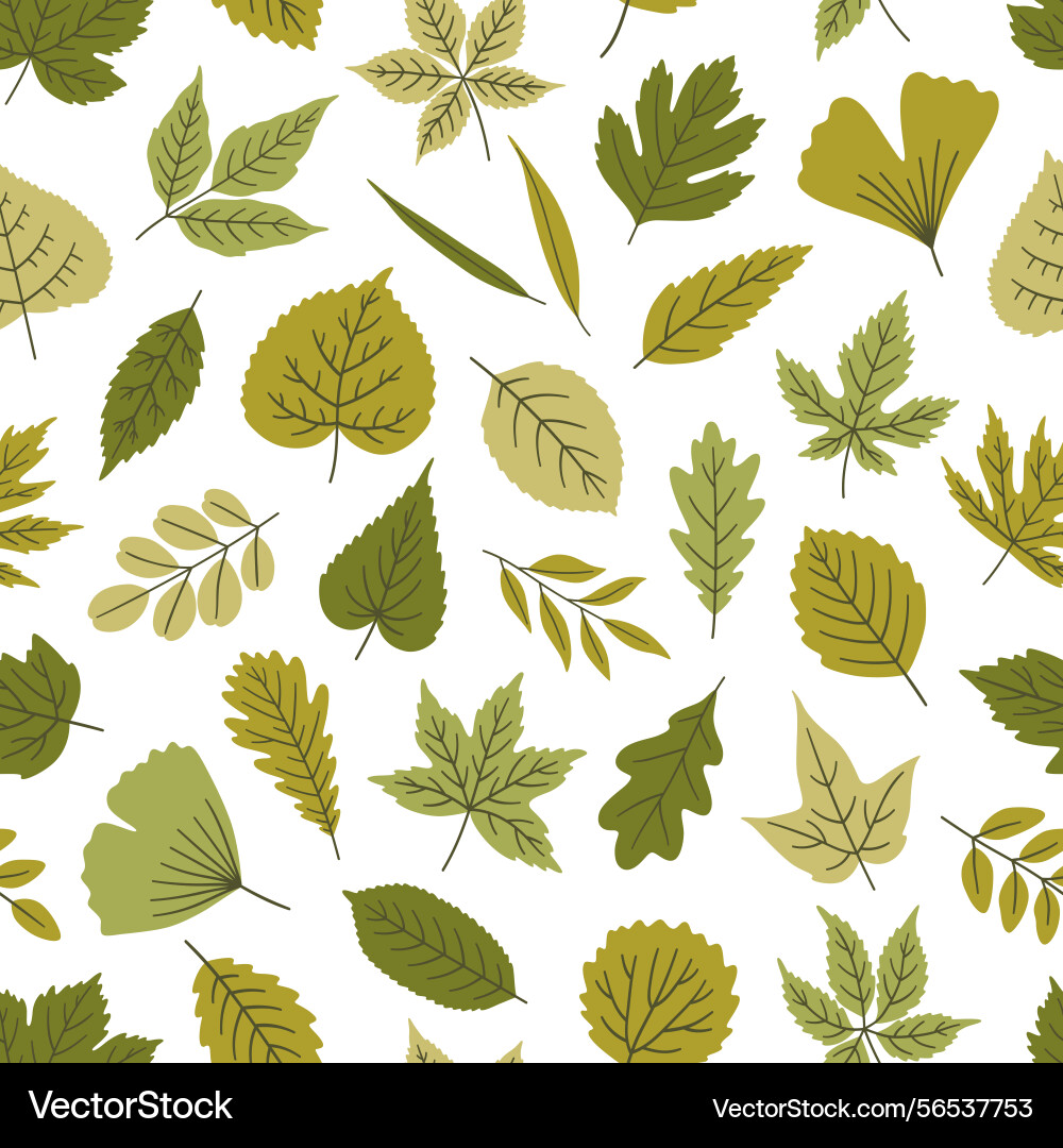 Seamless pattern with different spring leaves Seamless pattern with different spring leaves vector image