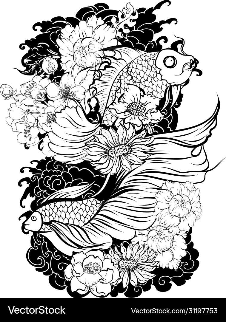 Siamese Kampffisch oder Betta Tattoo Siamese Kampffisch oder Betta Tattoo vektorbild