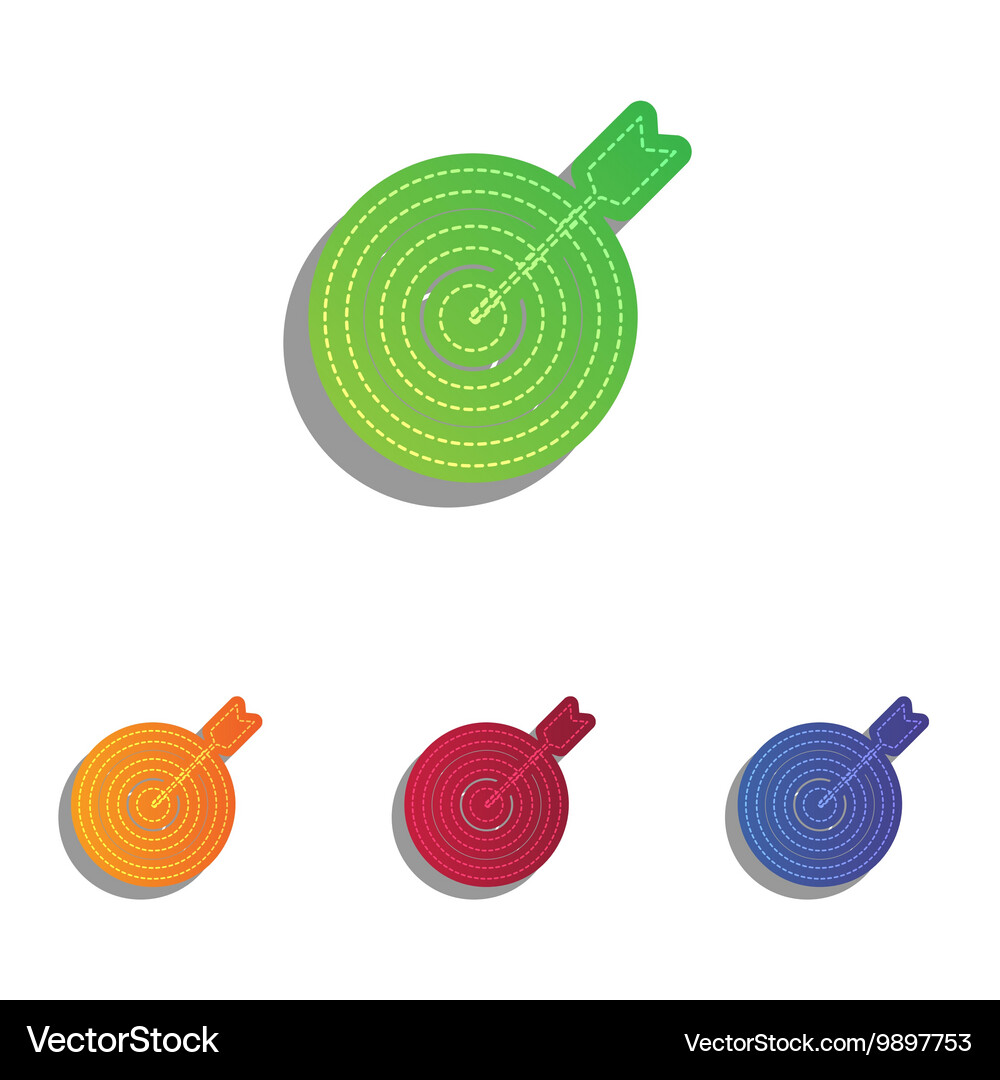 Target with dart colorful applique icons set Vector Image