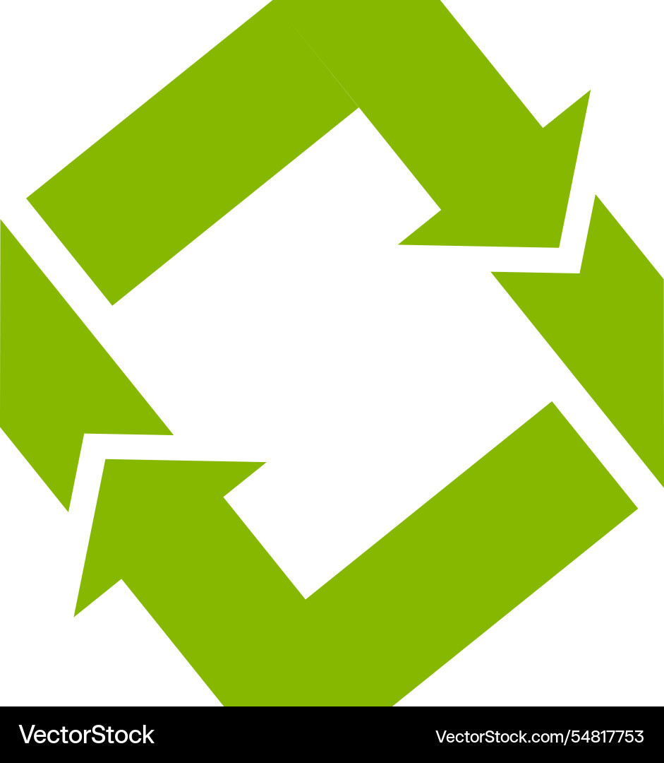 Two green arrows rotating and forming a square Vector Image