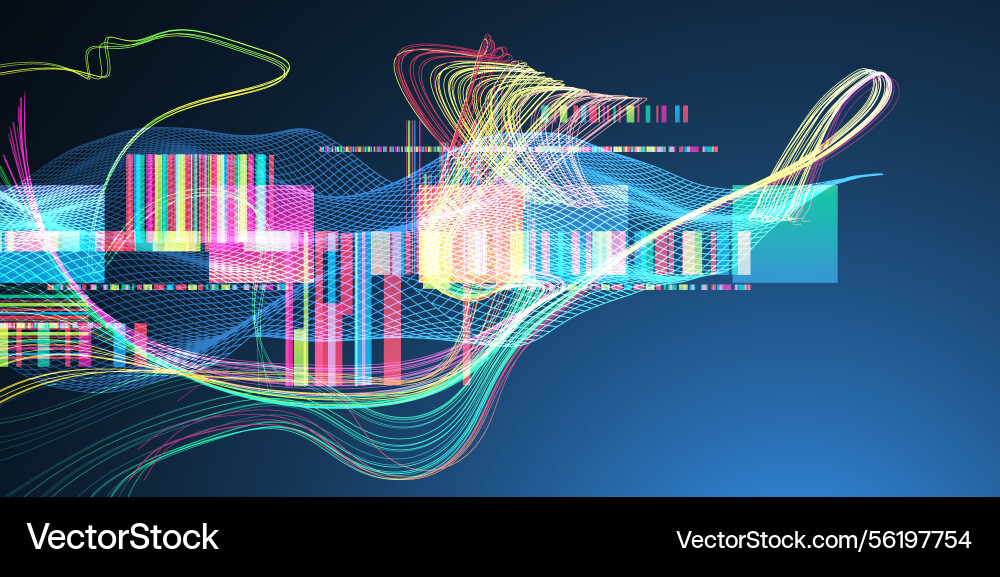 Abstract data waveform background with dynamic Abstract data waveform background with dynamic Vector Image