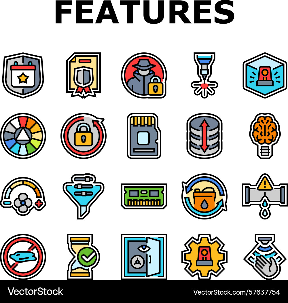 Additional features product icons set Additional features product icons set Vector Image