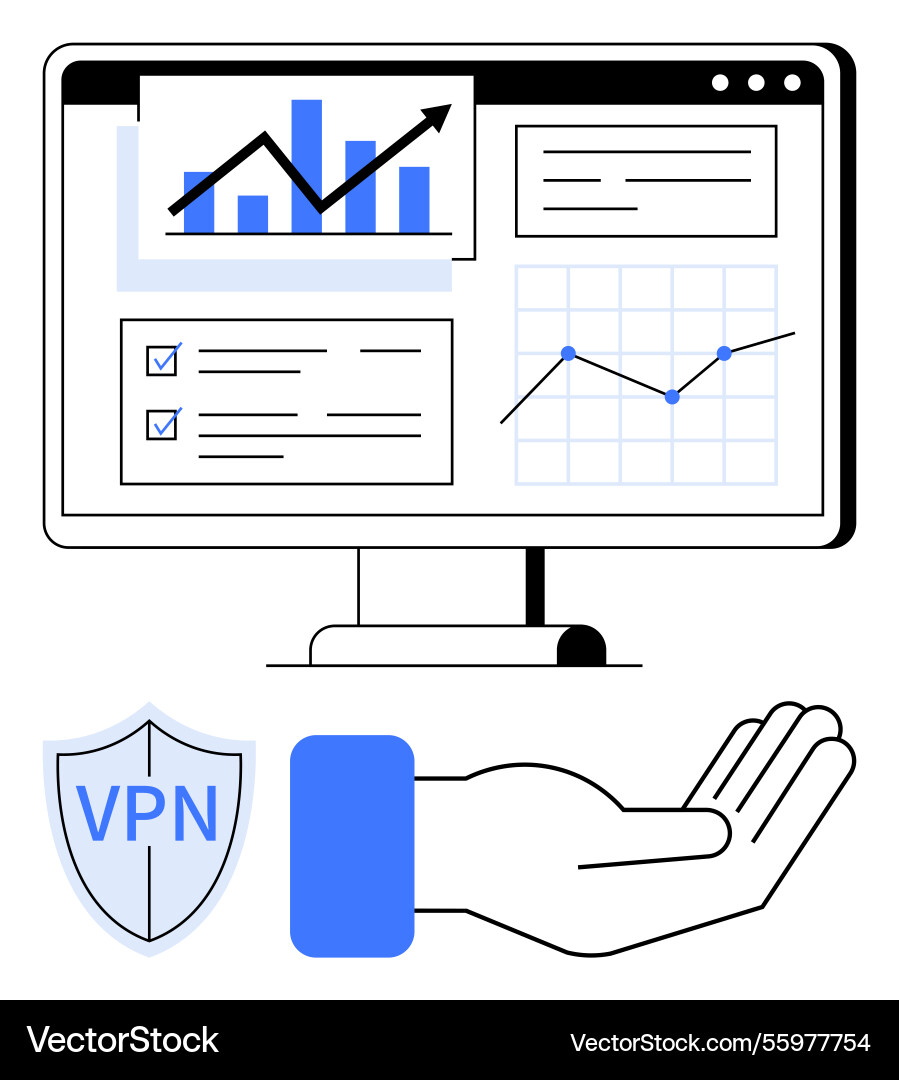 Digital dashboard with analytics charts vpn Digital dashboard with analytics charts vpn vector image
